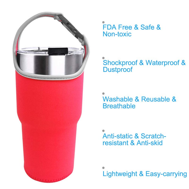 DanziX 4 Pack 30oz Tumbler Carrier Holder,DanziX Neoprene Sleeve Replacement with Carrying Handle Totally 8 Pcs-Black,Rosy,Purple,Blue - Image 5